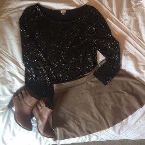 Tyche | Faux Leather Skater Brown Skirt